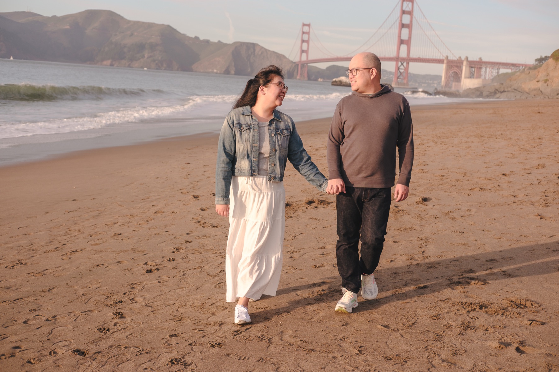 Nancy and Nolan — a golden hour engagement session at Baker Beach